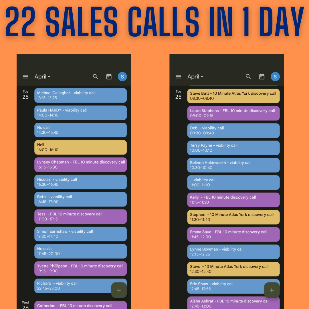 22 sales calls scheduled in one day